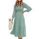 thumbnail image 1 of Vestidos largos de mujer Color sólido Casual una línea vestido de manga larga cuello redondo otoño Swing vestido de fiesta de vacaciones vestido de verano para damas, 1 of 3