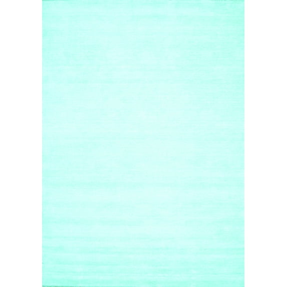 Ahgly Company Indoor Rectangle Solid Turquoise Blue Modern Area Rugs, 4' x 6'