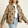 thumbnail image 3 of Women's Polka Dot Cropped Jacket Stand Collar Button Front Lightweight Outerwear Fall Fashion Casual Streetwear, 3 of 9