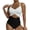 White, variant on Women's Form-Fitting One-Piece Swimsuit with Criss-Cross Midriff Cutout and Ruched High-Waist Bottom - Streamlined Design