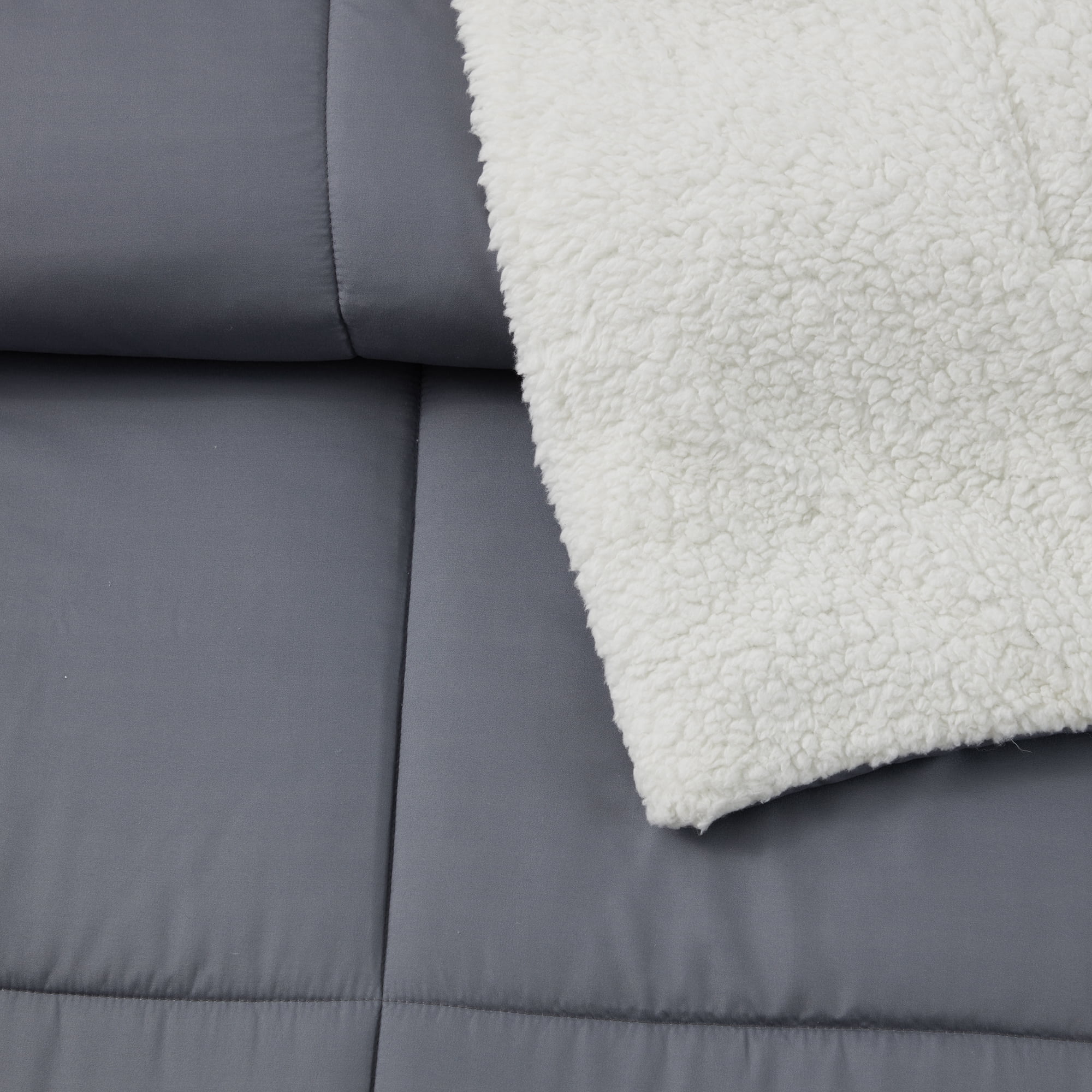 Serta So Cozy 5-Piece Sherpa Reverse Comforter Set, Gray, King