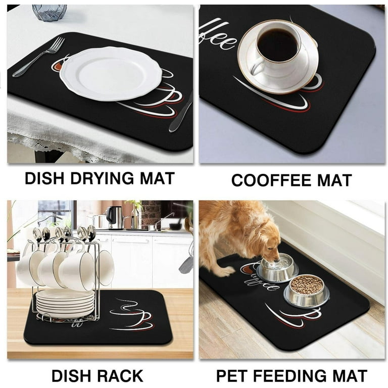 Dish Drying Mat for Kitchen Counter, Super Absorbent Hide Stain