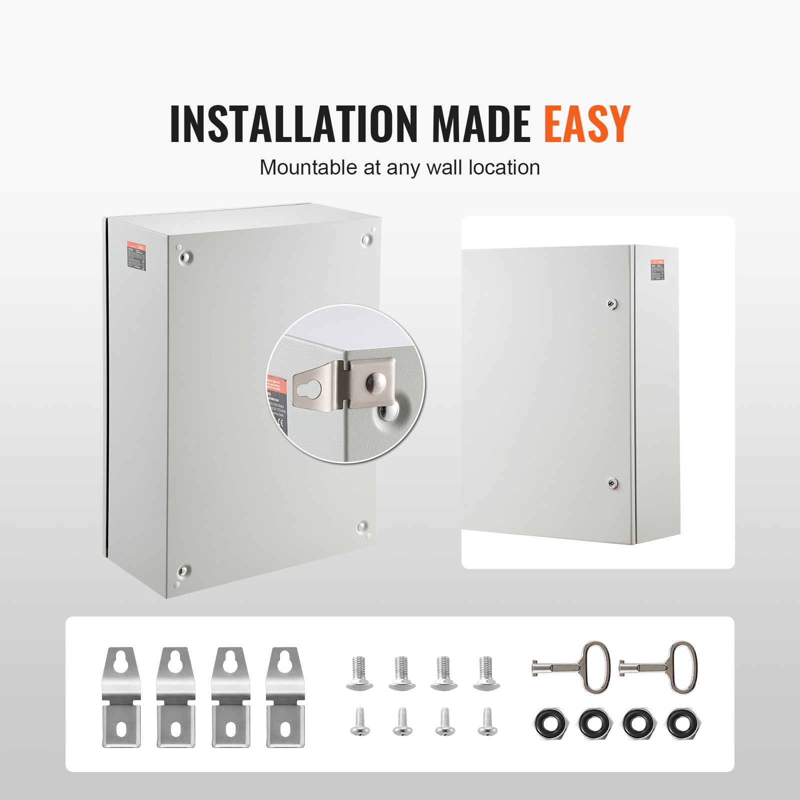 KFFKFF Metal Electrical Box, Size: 27.6 x 19.7 x 9.8 inches, Made from Cold Rolled Steel, Appropriate for Wall Installation, Outdoor Electrical Device Protection with Mounting Panel, Hinges