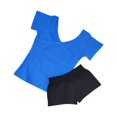 thumbnail image 2 of Penkiiy Girls Dance Outfit 2-Piece Set: Soft Stretch Waist Shorts & V-Neck Tee for Ballet, Gymnastics & Casual Wear, 2 of 3