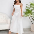thumbnail image 5 of Women's Mesh Dress Slip Cowl Neck Maxi Dress Bodycon Mermaid Long Evening Dress for Party Cocktail Wedding Guest Prom White M, 5 of 7