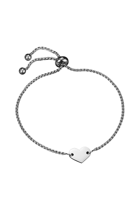 Arestory Personalized Custom Photo Stainless Steel Adjustable Bracelet Engraved Heart Pendant Fashion Jewelry Customized Women Gift, Steel Color