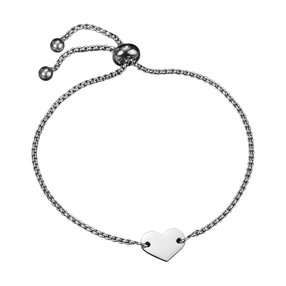 Arestory Personalized Custom Photo Stainless Steel Adjustable Bracelet Engraved Heart Pendant Fashion Jewelry Customized Women Gift, Steel Color