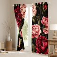 thumbnail image 3 of Manfei Vintage Red Pink Peony Blackout Curtains Set of 2 (52x84 Each), Tropical Floral Flower Window Curtains, Garden Blossoms Curtains and Drapes, Black Green, 3 of 6