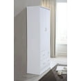 thumbnail image 6 of Hodedah Two Door Wardrobe with Two Drawers and Hanging Rod, White, 6 of 8