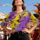 thumbnail image 5 of Xuyuer Mardi Gras Printed Shirt - Ladies' 3/4 Sleeve Crewneck Top for Festival Celebrations, Carnival Themed Parties, Vibrant Holiday Seasonal Fashion & Eye-Catching Parade Ready Apparel, 5 of 9