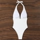 thumbnail image 4 of Trajes de baño Amzcrzy Tankini para mujer, bikini de control de abdomen para mujer, cintura alta, ajuste de cordón, bikinis de una pieza fruncidos, traje de baño blanco, L, 4 of 7