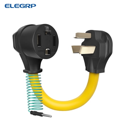 ELEGRP 1.5FT Dryer Adapter Cord NEMA 10 30P to 14 30R 3 Prong to 4 Prong 30A 250V 7500W 10 AWG STW 180 Rotating Plug UL Compliant