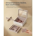 thumbnail image 4 of Caja Joyero de 2 Capas con Espejo, Organizador Joyas, Bandeja Extraíble, Superficie PU, 21.5 x 24 x 13.5 cm, 4 of 6