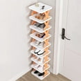 thumbnail image 2 of Zorpupoa 9Tier Narrow Shoe Rack for Entryway, Plastic Vertical Shoe Organizer Hold 9Pairs of Shoes Easy Installment for Closet Hallway, Orange, 2 of 12