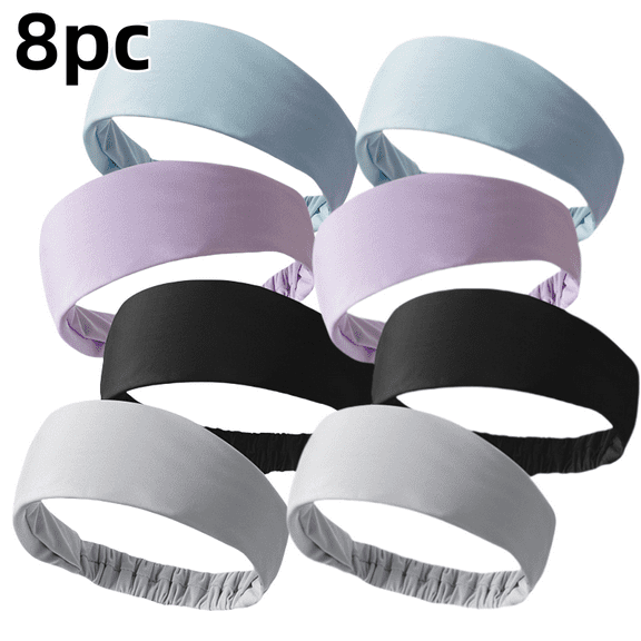 Set of 8 Non-Slip Yoga Hairbands in Multiple Colors for Active Lifestyles