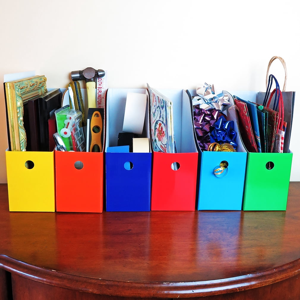 Evelots Magazine File Holder Storage Organizer W/ Labels, Multicolored, 1 or 2 Sets of 6