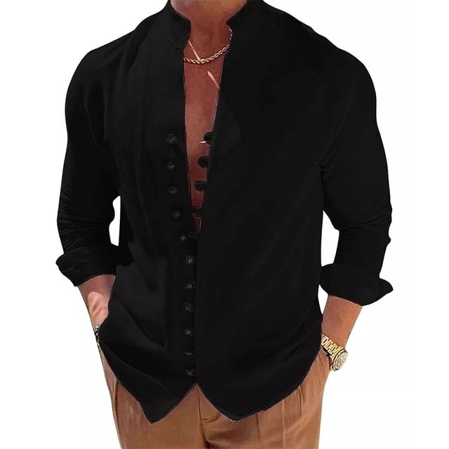 Camisa Lino Hombre Slim Fit Manga Larga Para Casual Strech