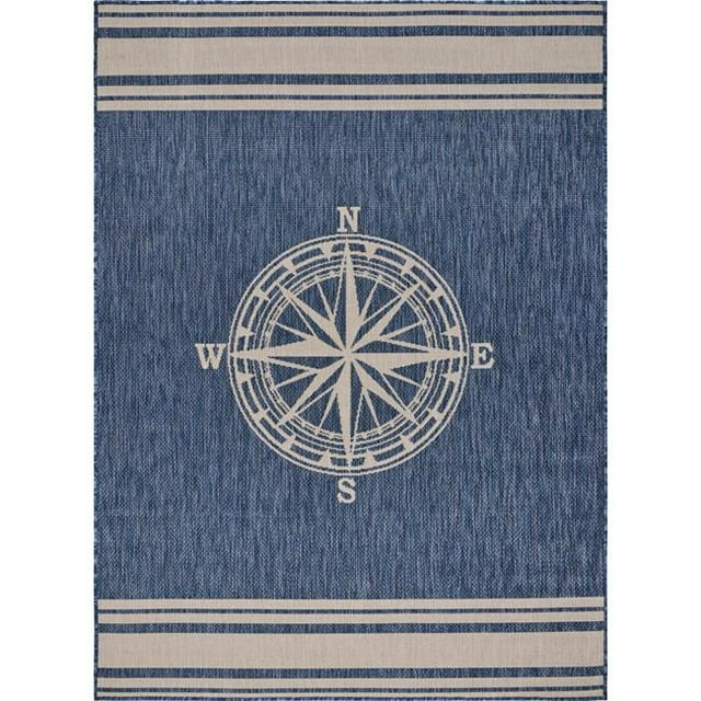 LR Resources SEADE81871AWT1A30 Nautical Navigation Indoor & Outdoor Accent Rectangle Area Rug
