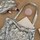 thumbnail image 5 of Bolso Mano Acolchado Algodón para Mujer Hombro Tipo Cartera El (plata), 5 of 6