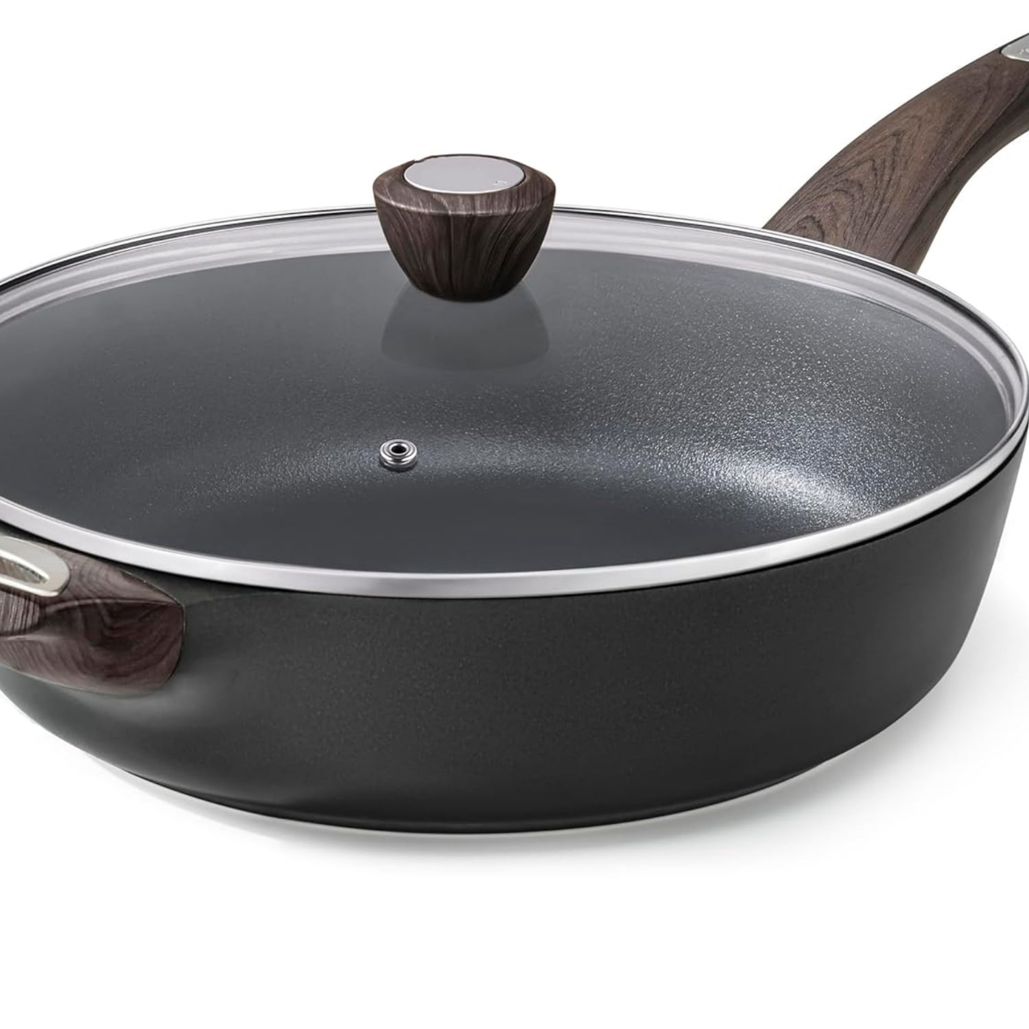 Nonstick Frying Pan Skillet with Lid, 12 Inch Large Deep Frying Pan, 5 Qt Non Stick Saute Pan with Cover, Induction Pan, Healthy