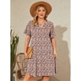 thumbnail image 2 of SHOWMALL Women's Plus Casual Dresses V Neck Short Beach Summer Sundress with Pockets Green 2X, 2 of 10