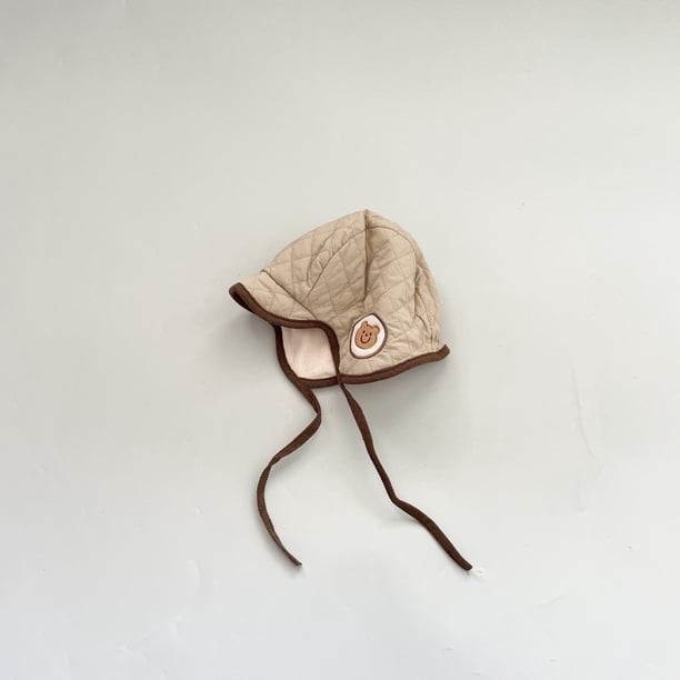 Gorro cálido con orejeras para niños, gorro con borde forrado de vellón, gorro de oso para bebés y niños