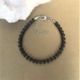 thumbnail image 3 of Matte Black Onyx 4.5-5mm Rondelle Shape Smooth Cut Beads 7 inch Adjustable Silver Plated Clasp Bracelet for men, women, unisex. Link Chain Stacking Bracelet.|LINK_04598, 3 of 5