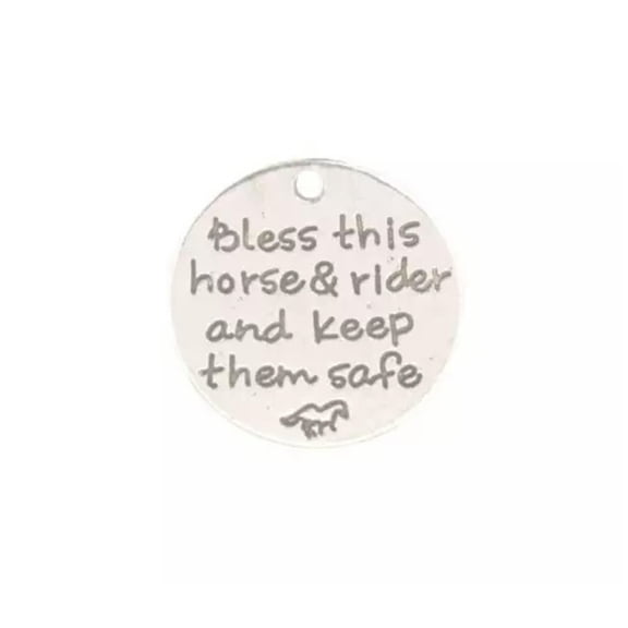 GKNET 20PCS/40pcs Antiqued Silver Bless this horse & ride --Round Word Charms Pendant-20pcs