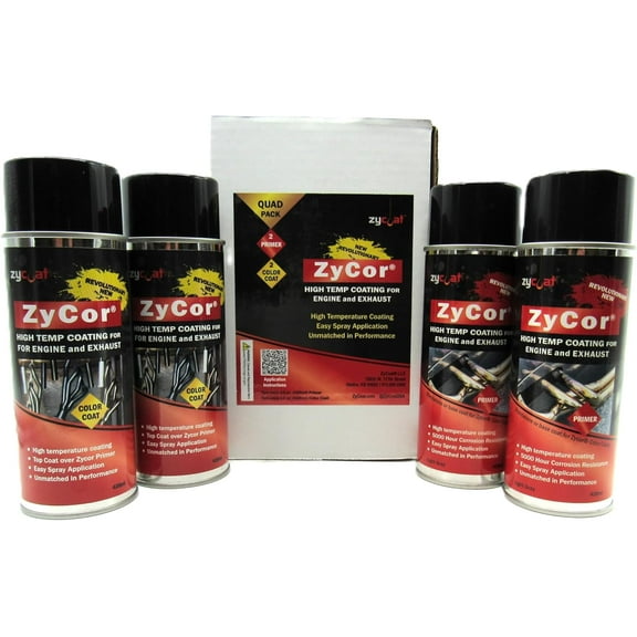 ZyCoat ZyCor 48014 DIY High Temperature Aerosol Coating - Gasser White/Primer 4-Pack , 13 Ounce