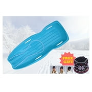 Angle View: Racer  Winter Toboggan Snow Sled-Blue with plastic snow ball maker
