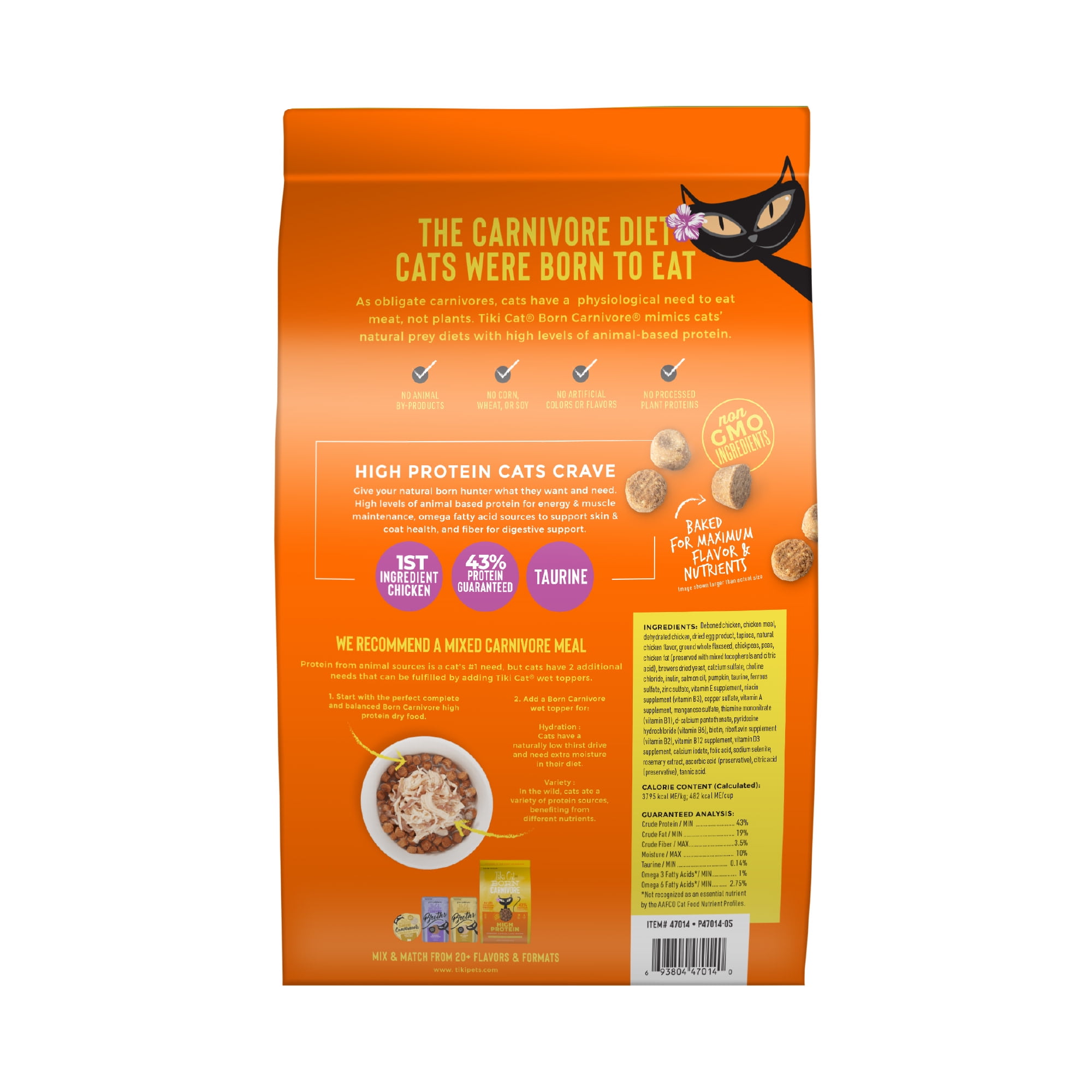 Tiki Cat Born Carnivore High Protein Dry Cat Food, Deboned Chicken & Egg 5.6 lbs. Bag