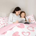 thumbnail image 4 of Feelyou Kawaii Love Heart Twin Bedding Sets 7-Piece, Girly Pink Stripes Polkadots Bedding Comforter Set, Teens Kids Girls Women Reversible Sheet Sets, Breathable Home Decor, 4 of 7