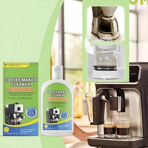 RAGUPEL Coffee Maker Cleaner and Descaler,Espresso Machine Cleaner Solution,Removes Coffee Oil and Mineral Deposits,No Rinse Formula,100Ml Bottle
