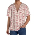thumbnail image 1 of Fotbe pink hand drawn bows Camisa Estampada de Manga Corta para Hombre, Casual de Verano, Estilo Playero, Sin Arrugas-Medium, 1 of 5