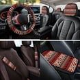 thumbnail image 4 of KUIFORTI Western Aztec Automobile Seat Covers 14 Pieces with Seat Belt Pads Steering Wheel Cover Auto Center Console Pad Car Headrest Covers Car Cup Coasters for Most Cars, 4 of 7