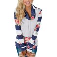 thumbnail image 3 of Sudadera de mujer con cuello desbocado floral a rayas y bolsillos, pequeña, azul marino Jormftte WMZY-685-3, 3 of 7