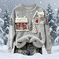 thumbnail image 3 of Women's Fuzzy Christmas Sweatshirt Long Sleeve Crewneck Print Holiday Pullover Top Gray-2 4XL, 3 of 4