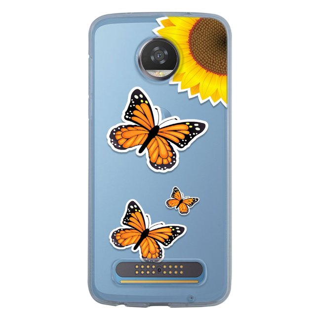 Funda para Moto Z2 Play Mariposas Monarca Uso Rudo, InstaCase Protector para Moto Z2 Play Antigolpes, Case Mariposas Monarca