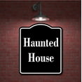 thumbnail image 2 of Haunted House BLACK Aluminum Composite Sign 8.5''x10'', 2 of 9