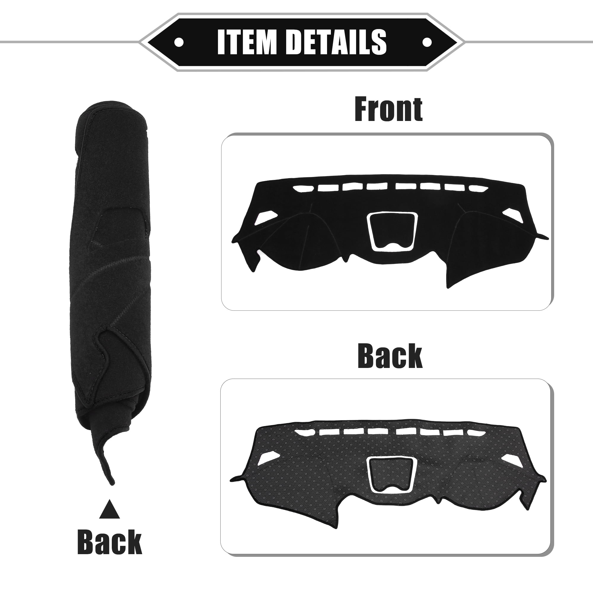 Unique Bargains Dashboard Cover for Hyundai Santa 2013-2018 Non-slip Polyester Black Dash Cover Mat Protector Cover