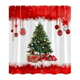 thumbnail image 1 of Red Red Christmas Shower Curtain With Holiday Tree And Ball Pattern Includes Hooks For Bathroom Decor, 1 of 6