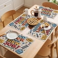 thumbnail image 5 of Orange Blue Words Placemats Set of 8 Funny Words Cartoon Luck Place Mats Indoor Wipeable Table Mats Washable Cloth Dining Table Placemats for Kitchen Holiday Party Home Decor 13x19 Inch, 5 of 9