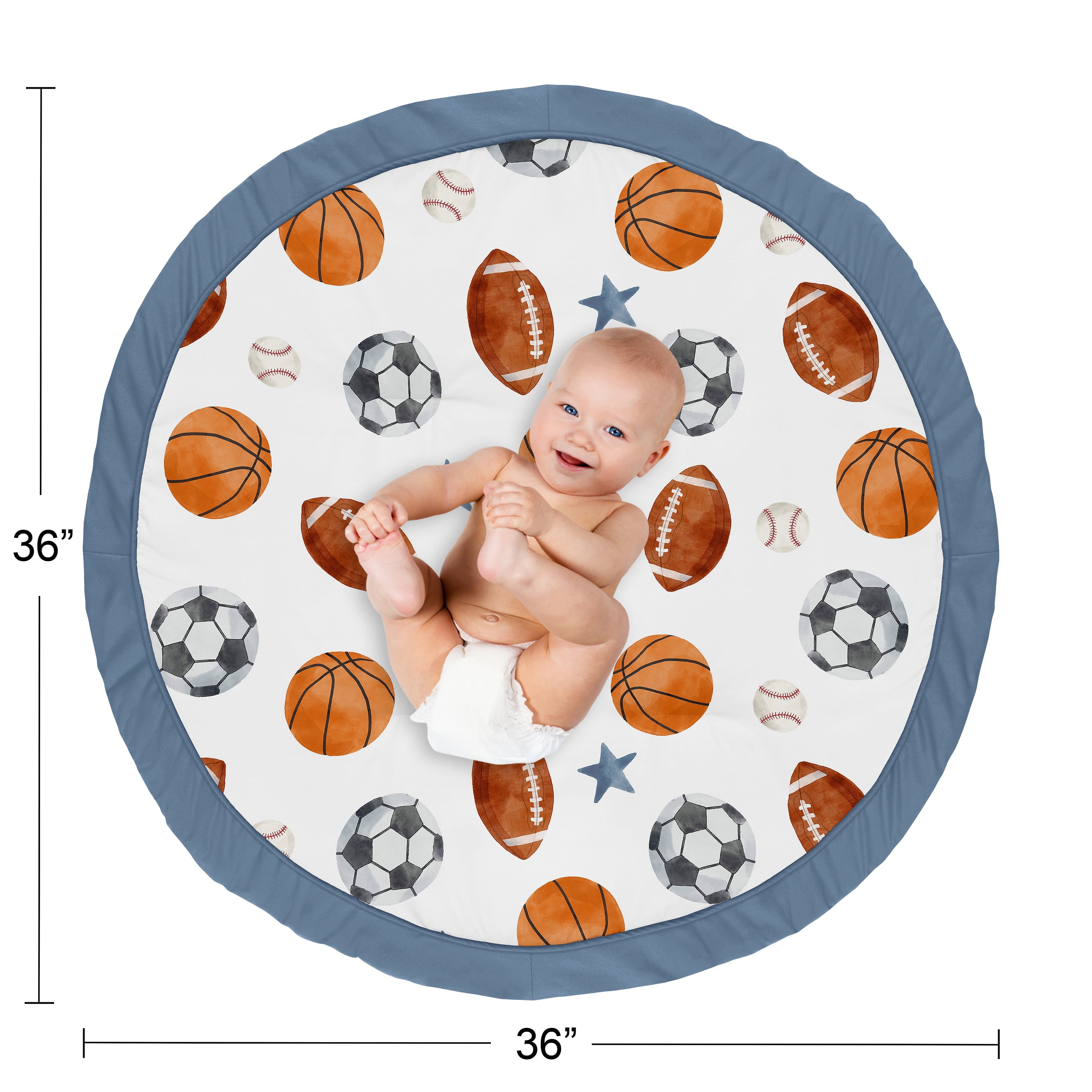 Sweet Jojo Designs Watercolor Sports Theme Multicolor Baby Play Mat