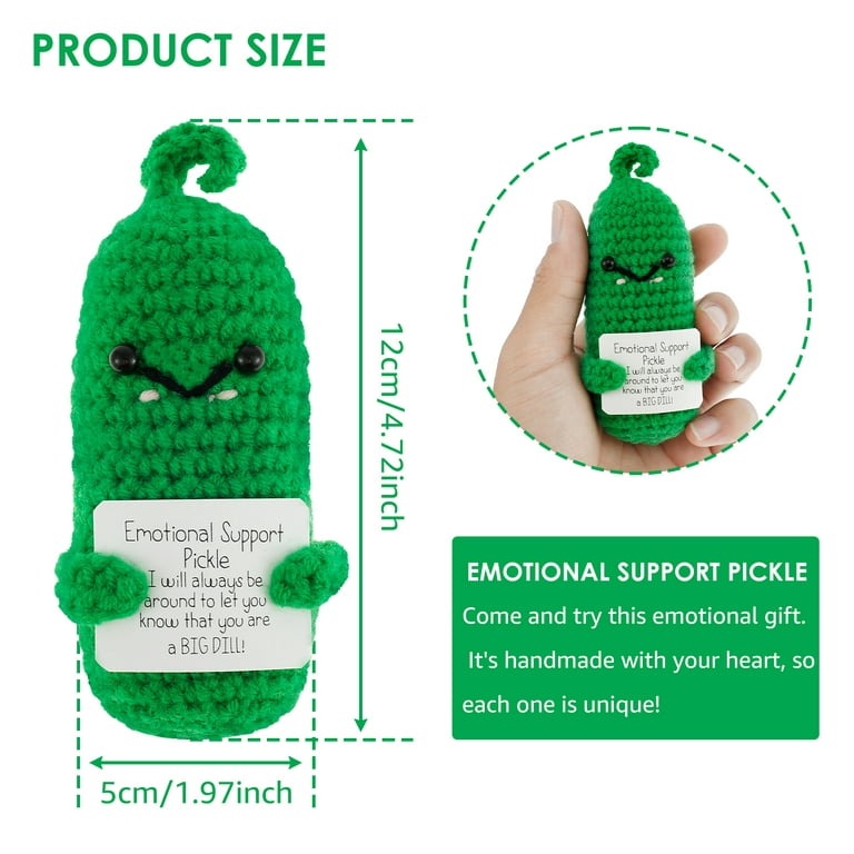 Handmade Emotional Support Pickled Cucumber ,Crochet Emotional