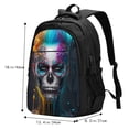 thumbnail image 4 of Yiaed Modern Abstract Colorful Skull Print Laptop Backpack,Business Travel Durable Laptops Backpack with USB Charging Port,Water Resistant College Computer Bag, 4 of 5