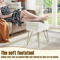 thumbnail image 4 of Vanity Stool Chair Faux Fur with Storage, 15.7"L x 11.8"W x 19.4"H Soft Ottoman 4 Metal Legs with Anti-Slip Feet, Furry Padded Seat, Modern Multifunctional Chairs for Makeup, Bedroom White, 4 of 7