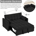 thumbnail image 4 of ShiKeyi 3 in 1 Convertible Sleeper Futon Sofa Bed, 55" Pull Out Sofa Bed with Storage Pocket/Side Pocket/2 Pillows for Living Room, Black, 4 of 6