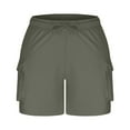 thumbnail image 7 of Ndbuld Womens Short Shorts for Women Women's Fashion Solid Color Elastic Waist Drawstring Pocket Shorts Army Green S, 7 of 7