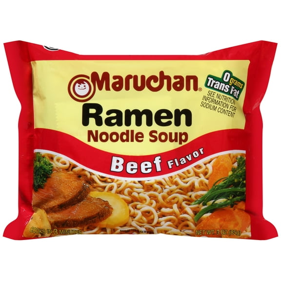 Maruchan Beef Flavor Ramen Noodle Soup, 3 oz (12 packs)