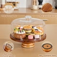 thumbnail image 5 of Yangbaga Glass Cake Stand with Lid,11in Wooden Rotating Cake Stand with Dome Cover, Cake Plate Display Server Tray for Birthday Kitchen Party Baking Gifts, 5 of 6